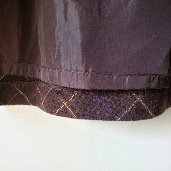 VTG Y2K Brown Wool Plaid Knee Skirt 6 Academia Rory Gilmore Preppy Prep School - Picture 3 of 14